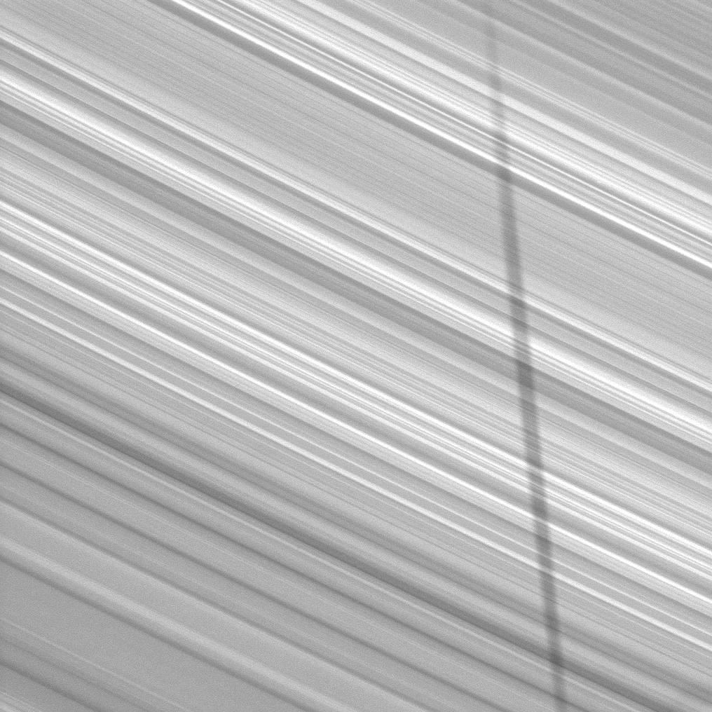 Epimetheus' shadow stretched across Saturn's B ring