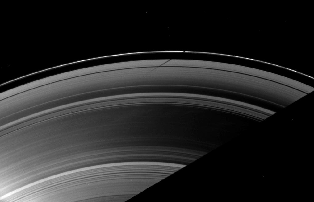 Mimas' shadow on Saturn's rings