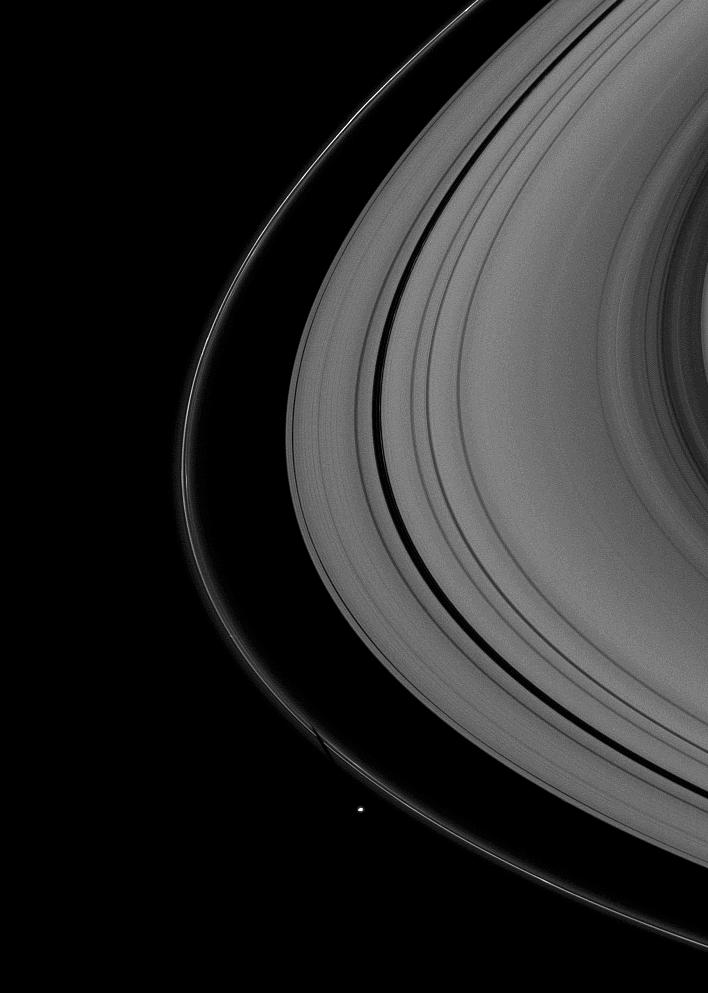 Pandora casts a shadow on Saturn's thin F ring