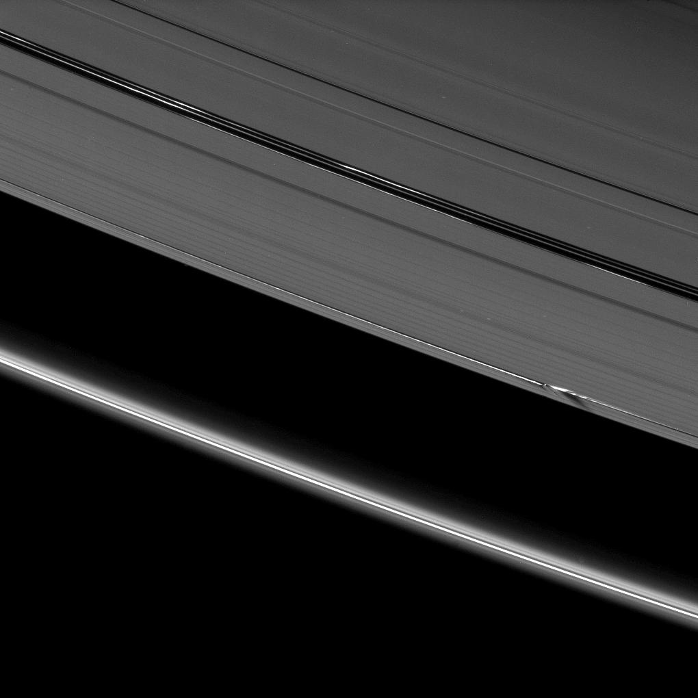Daphnis casts dark shadows on Saturn's A