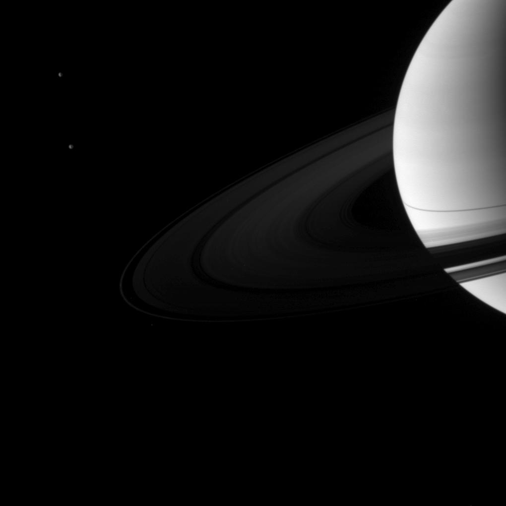 Dione, Tethys and Saturn