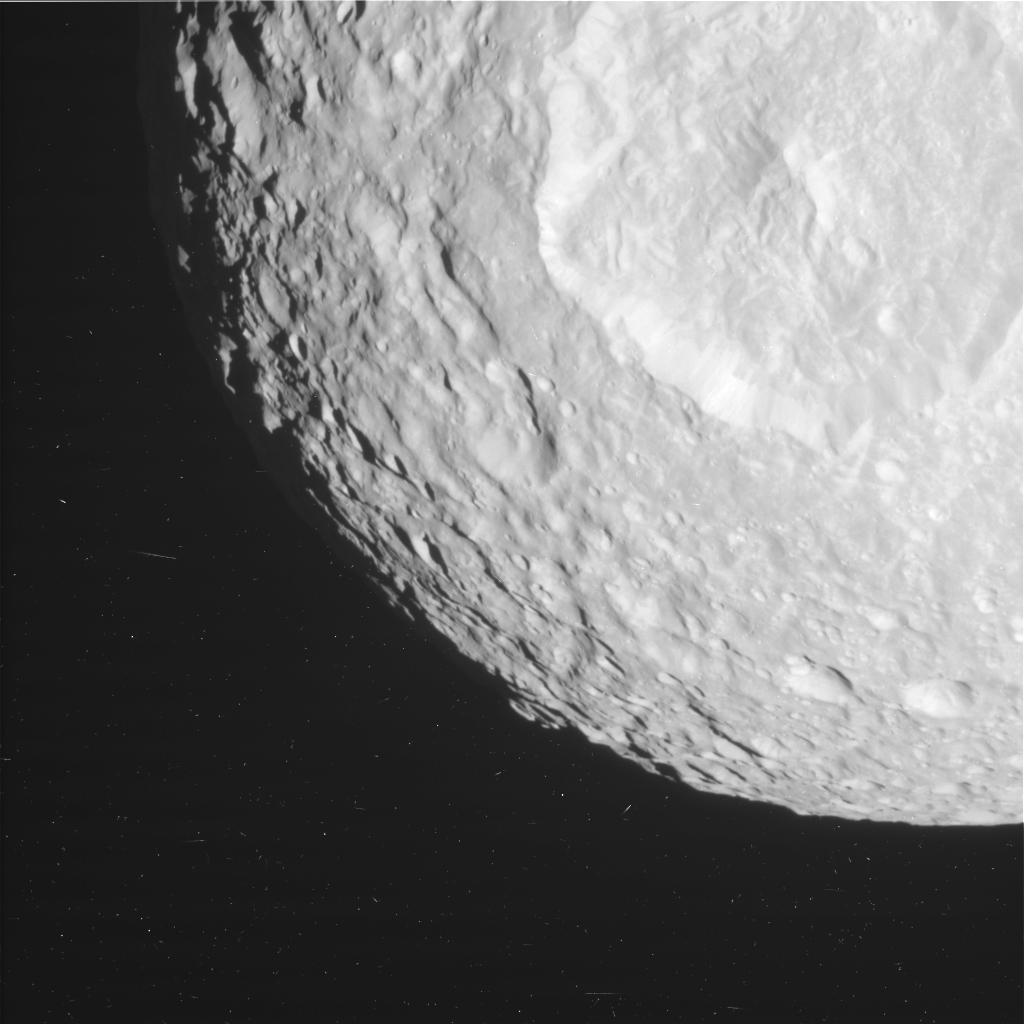 Raw image of Mimas close-up