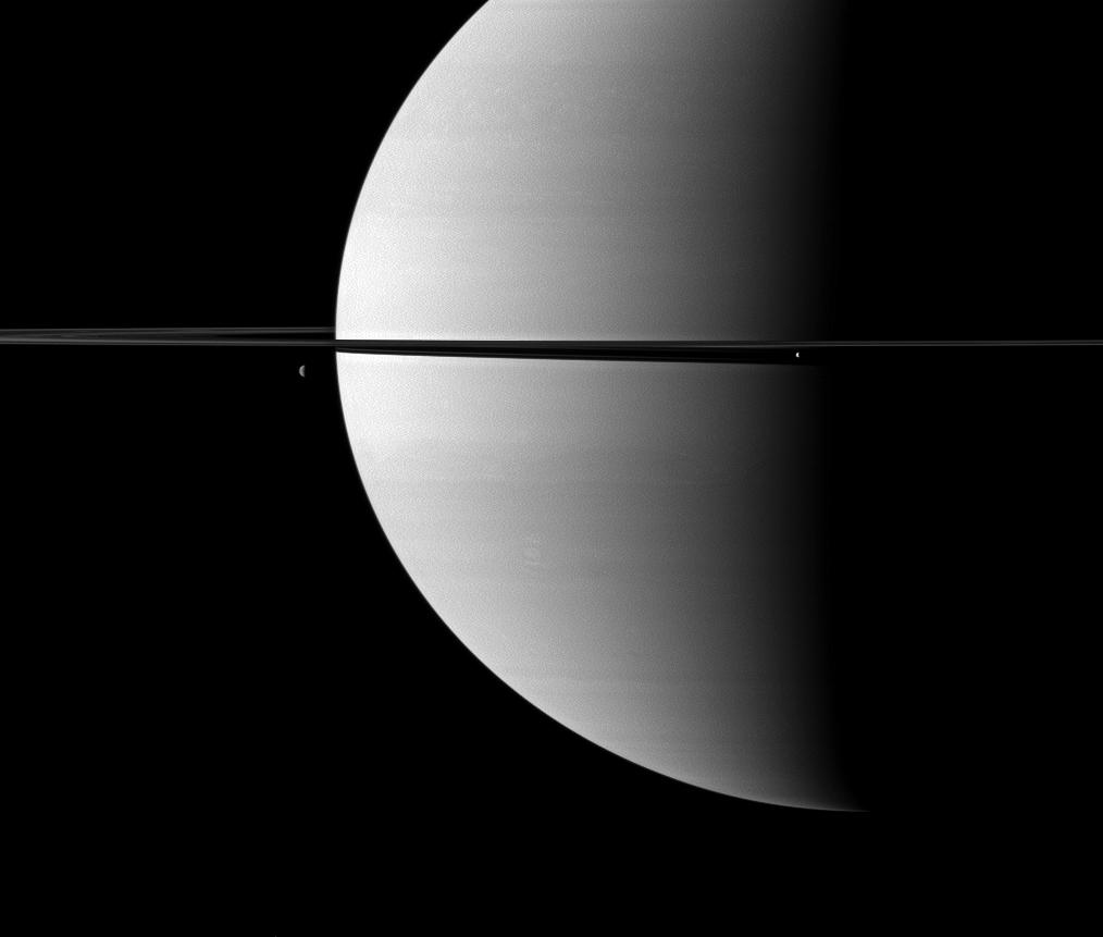 Dione, Enceladus and Saturn
