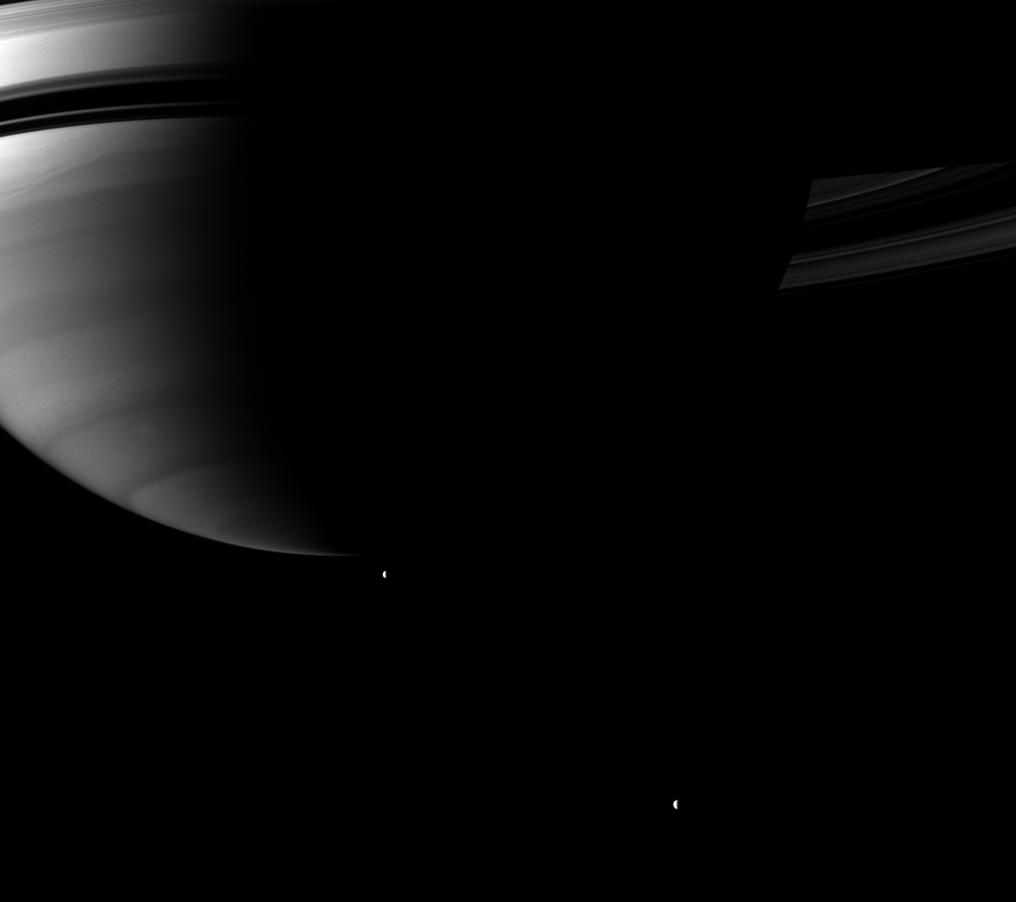 Saturn, Tethys and Rhea
