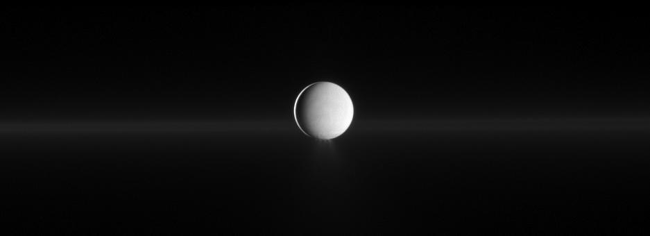 Enceladus spews water ice from its south polar region