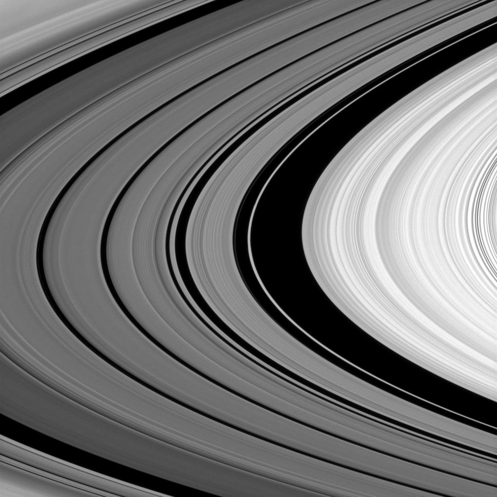 The Cassini spacecraft looks between Saturn's A and B rings to spy structure in the Cassini Division.