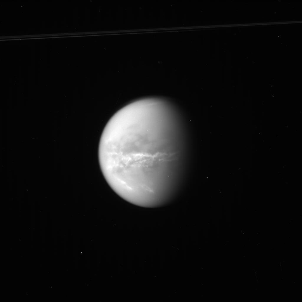 Titan under Saturn's rings