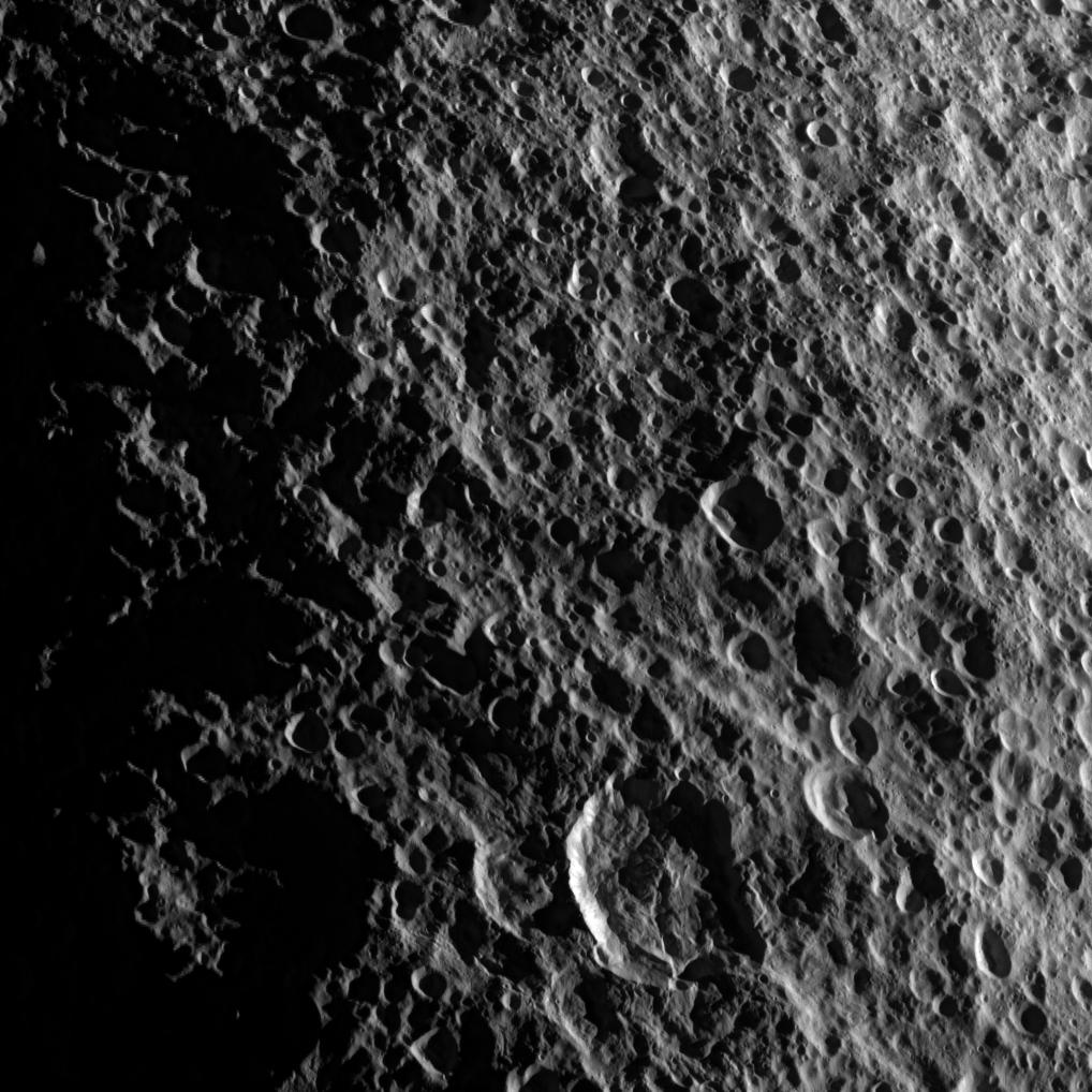 Geologic faults among craters on Saturn's moon Tethys