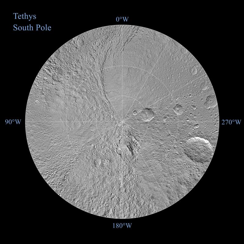 The southern hemisphere of Saturn's moon Tethys
