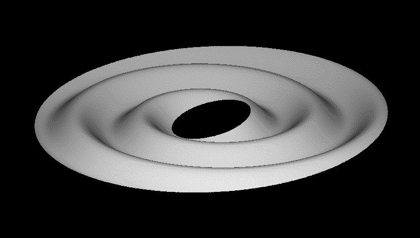 This graphic shows in a series of three images how Saturn's rings, after they became tilted relative to Saturn's equatorial plane, would have transformed into a corrugated ring.