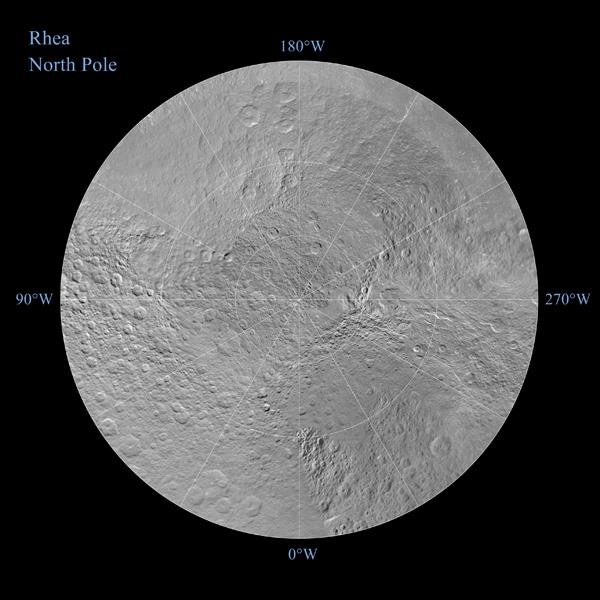 Polar stereographic map of Rhea