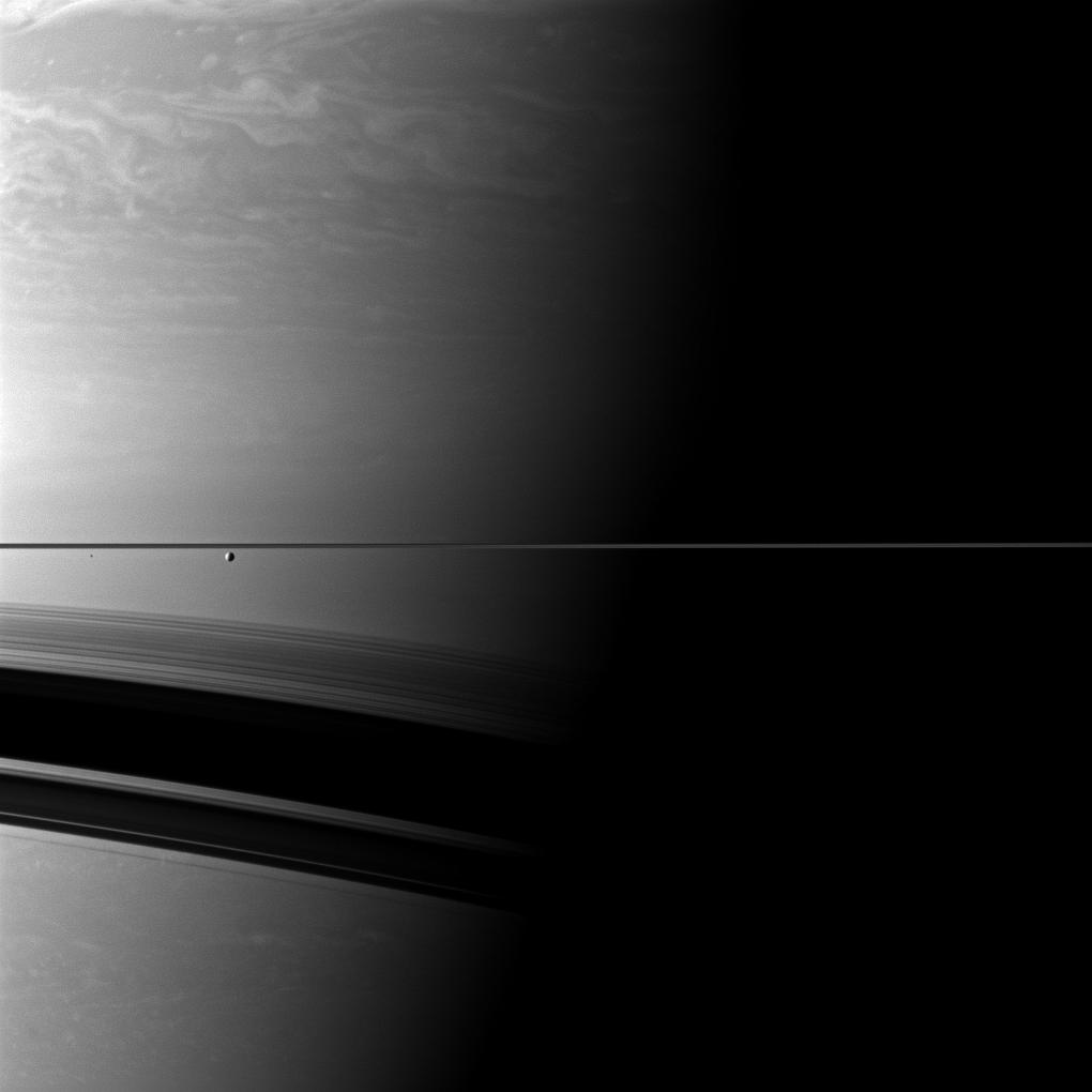 Saturn, Enceladus and Epimetheus 