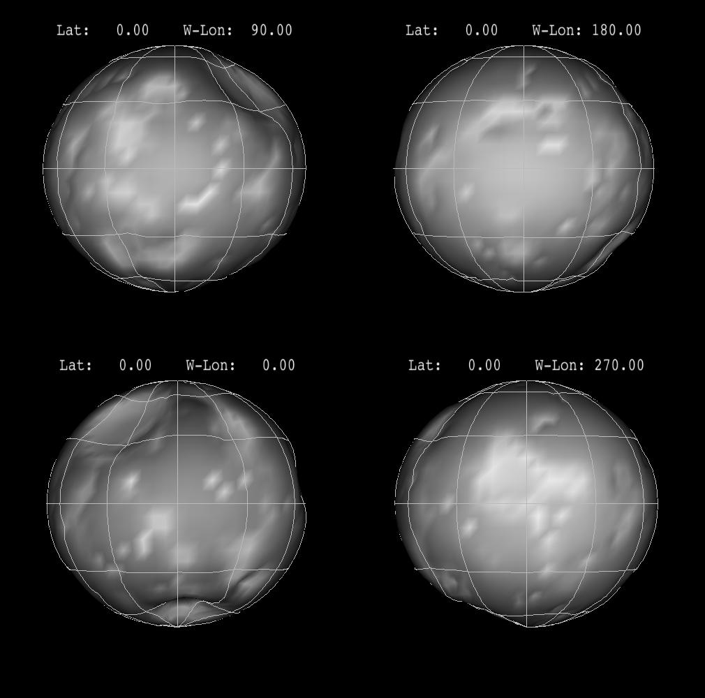 A panel of images showing the nearly spherical shape of Phoebe