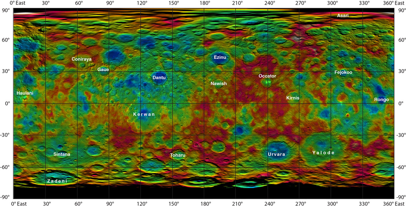 Topographic Ceres Map With Crater Names