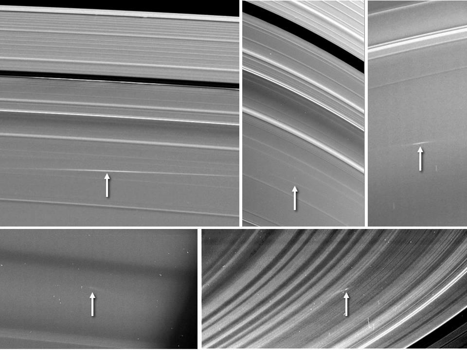 Five images of Saturn's rings