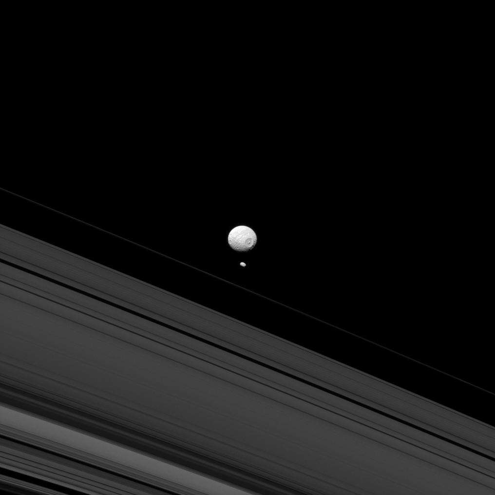 Pandora, Mimas and Saturn's rings