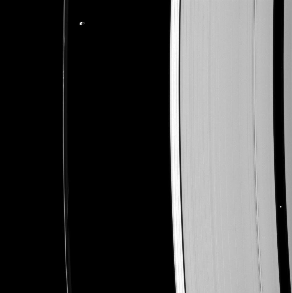 Prometheus, Pan and Saturn's rings