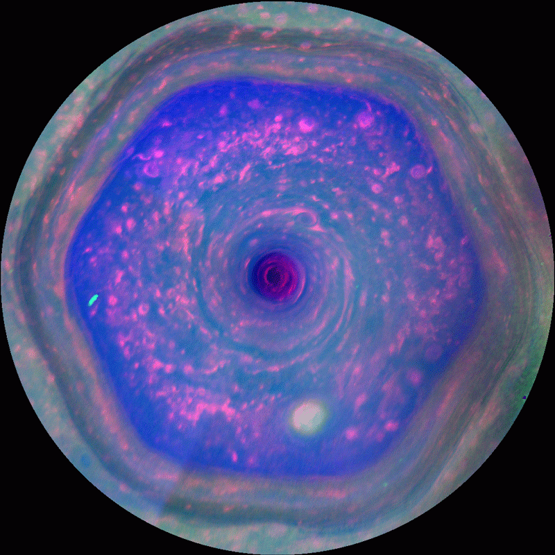 Animated color view of Saturn's hexagon