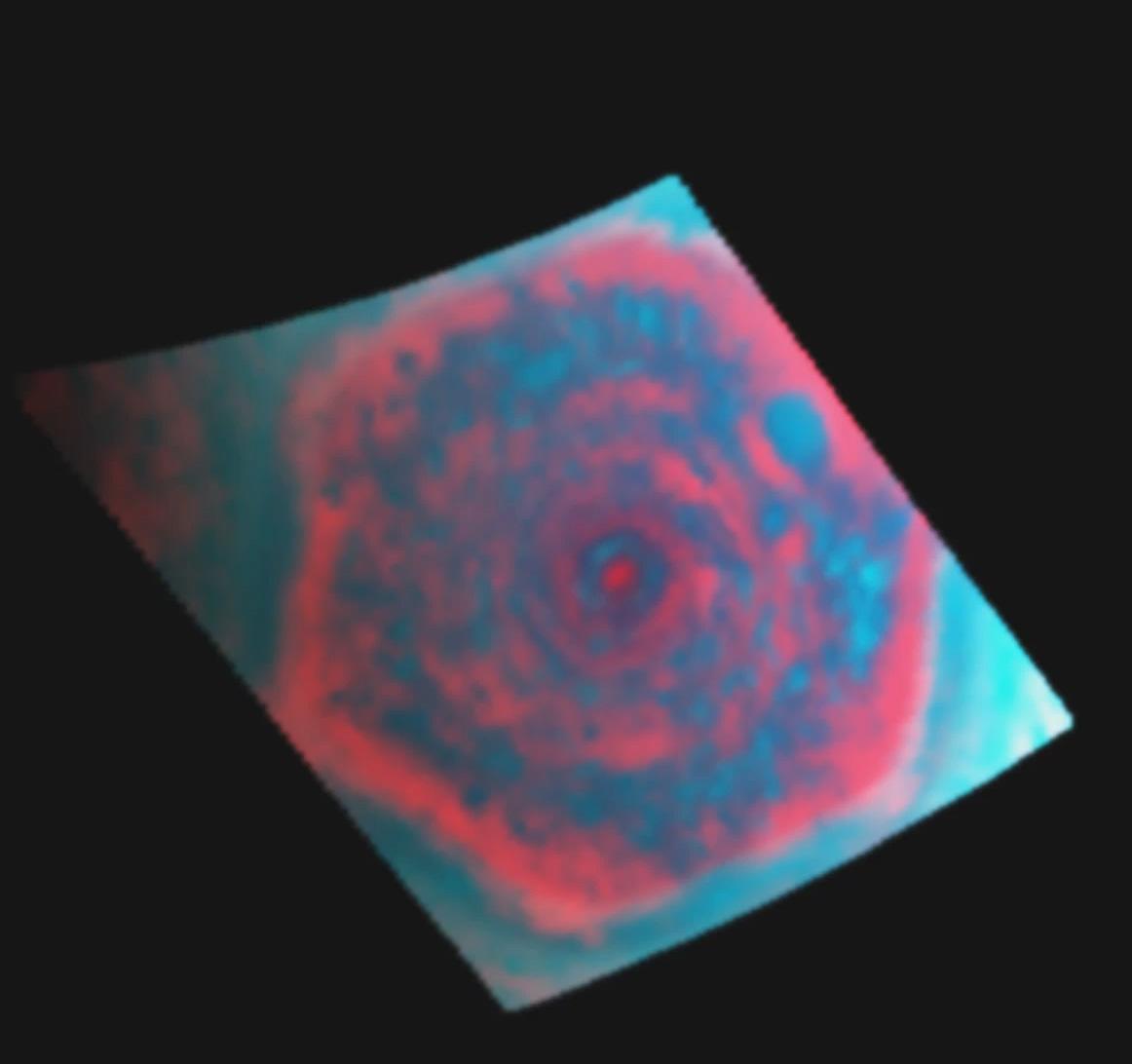 This colorized movie from NASA's Cassini mission shows a polar projection of the curious six-sided jet stream at Saturn's north pole known as 'the hexagon' in the infrared.