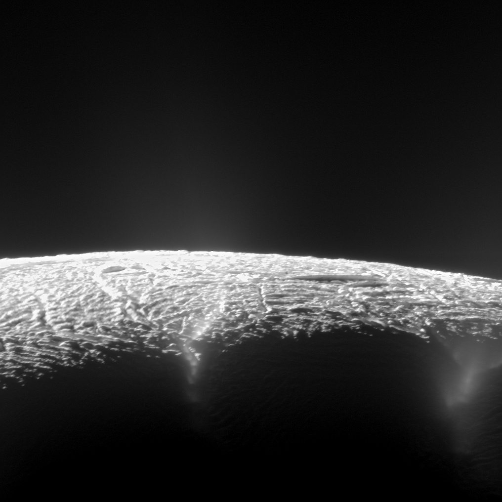 Geyser basin of Saturn's moon Enceladus