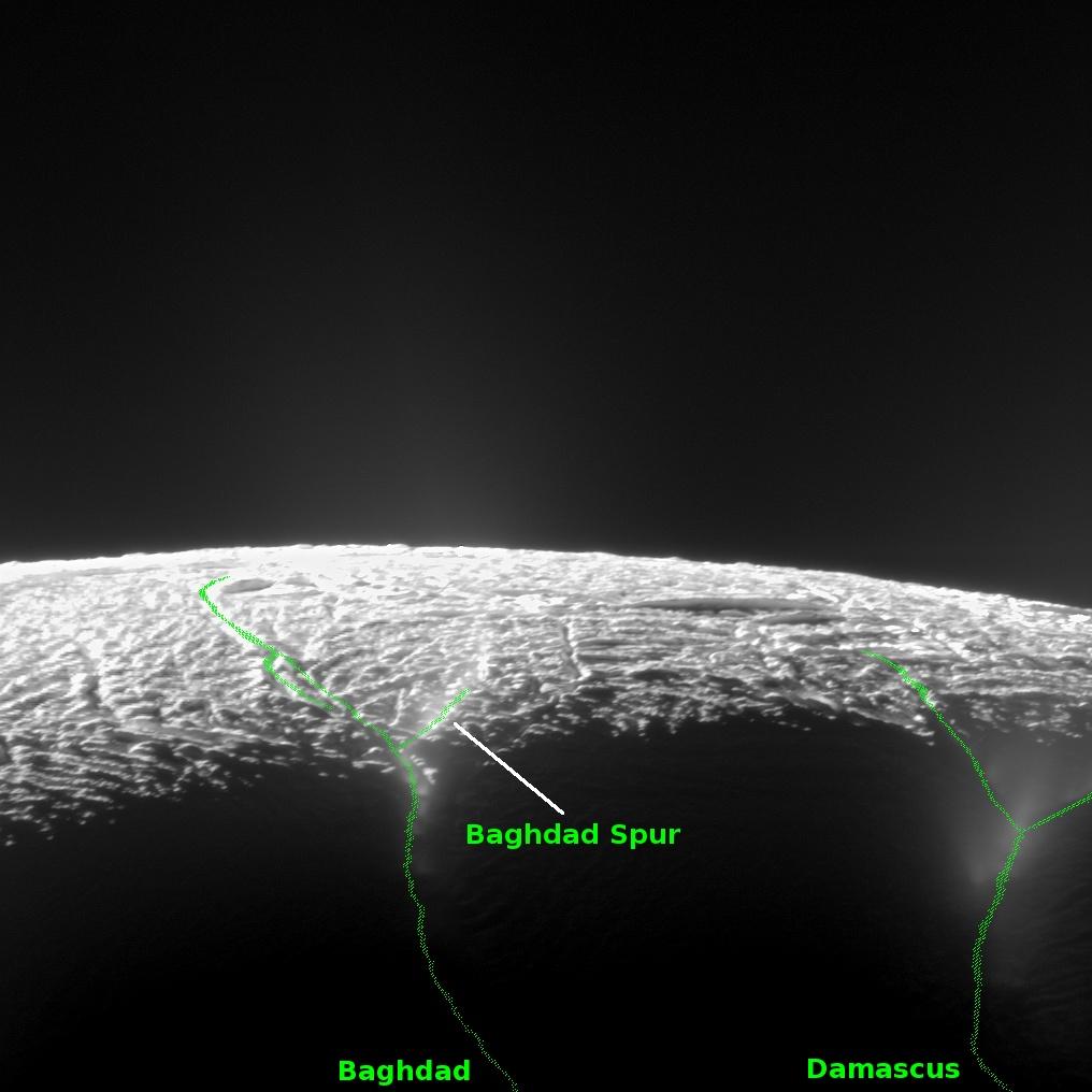 geyser basin of Saturn's moon Enceladus
