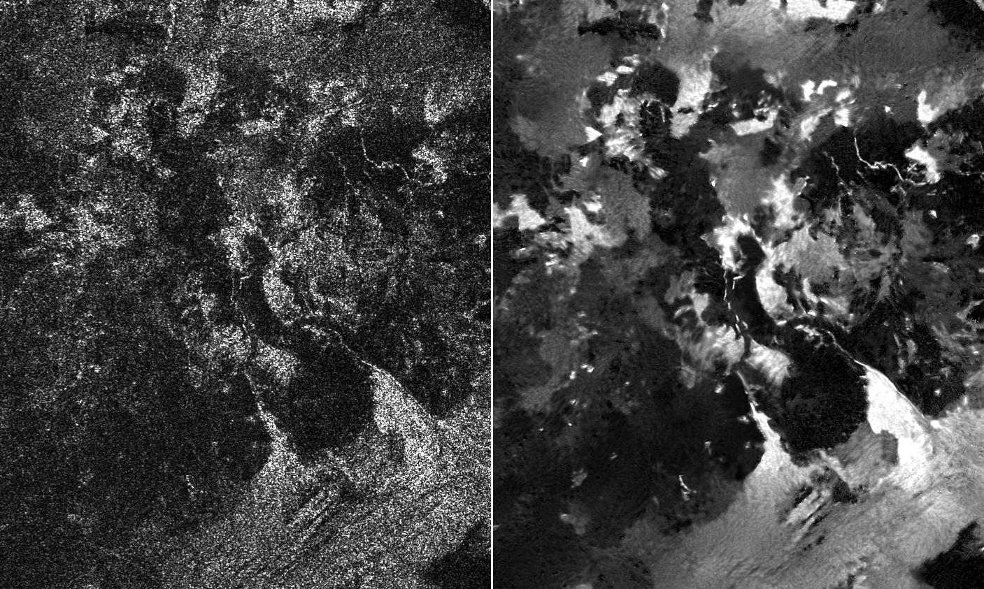 Two side-by-side comparisons of radar images