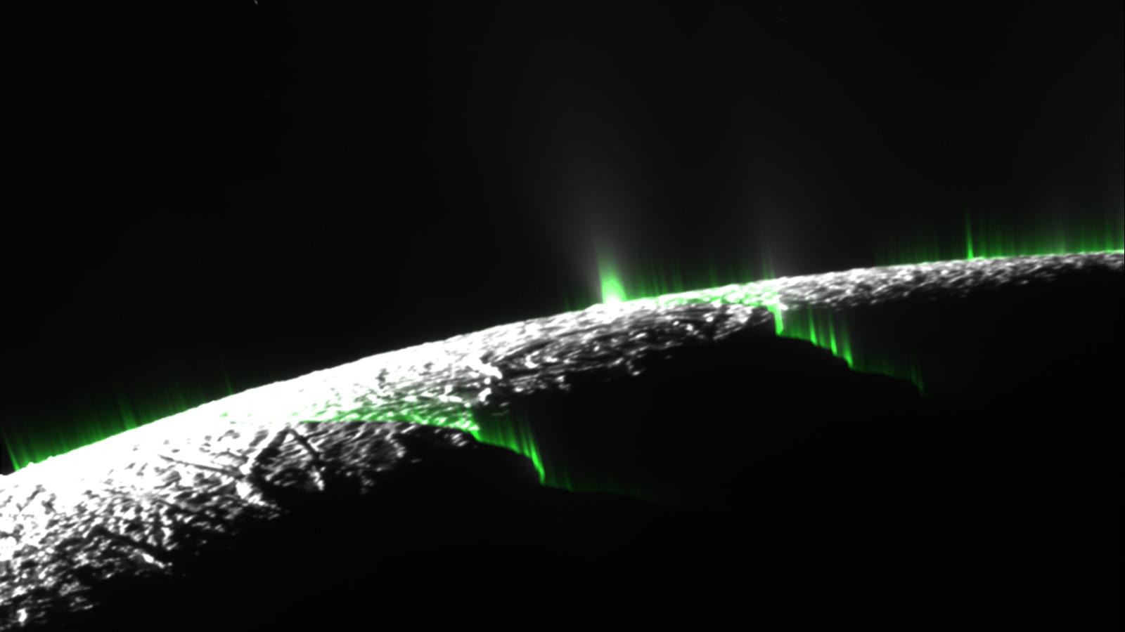 A simulation of curtain eruption Enceladus