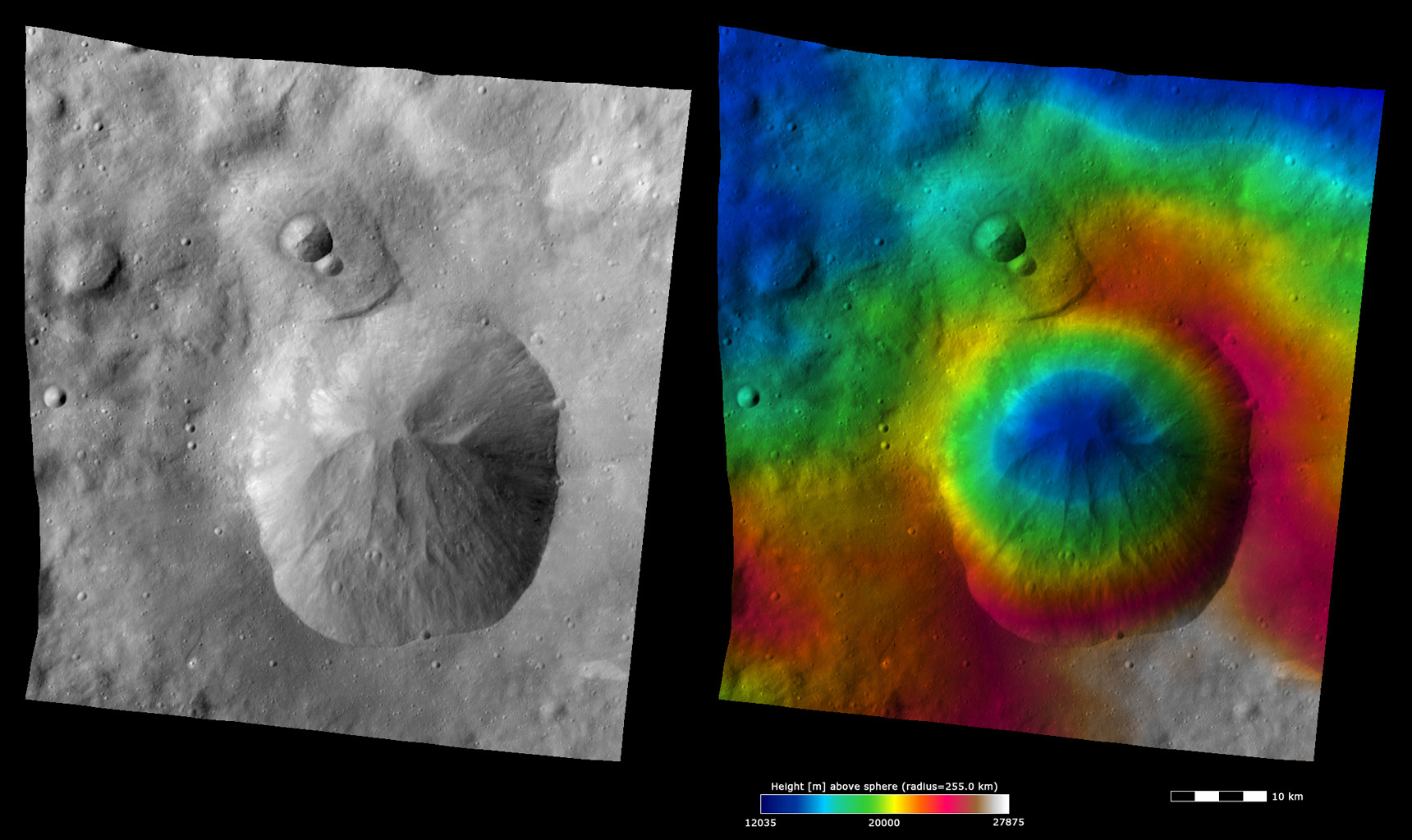 Topography and Albedo Image of Oppia Crater