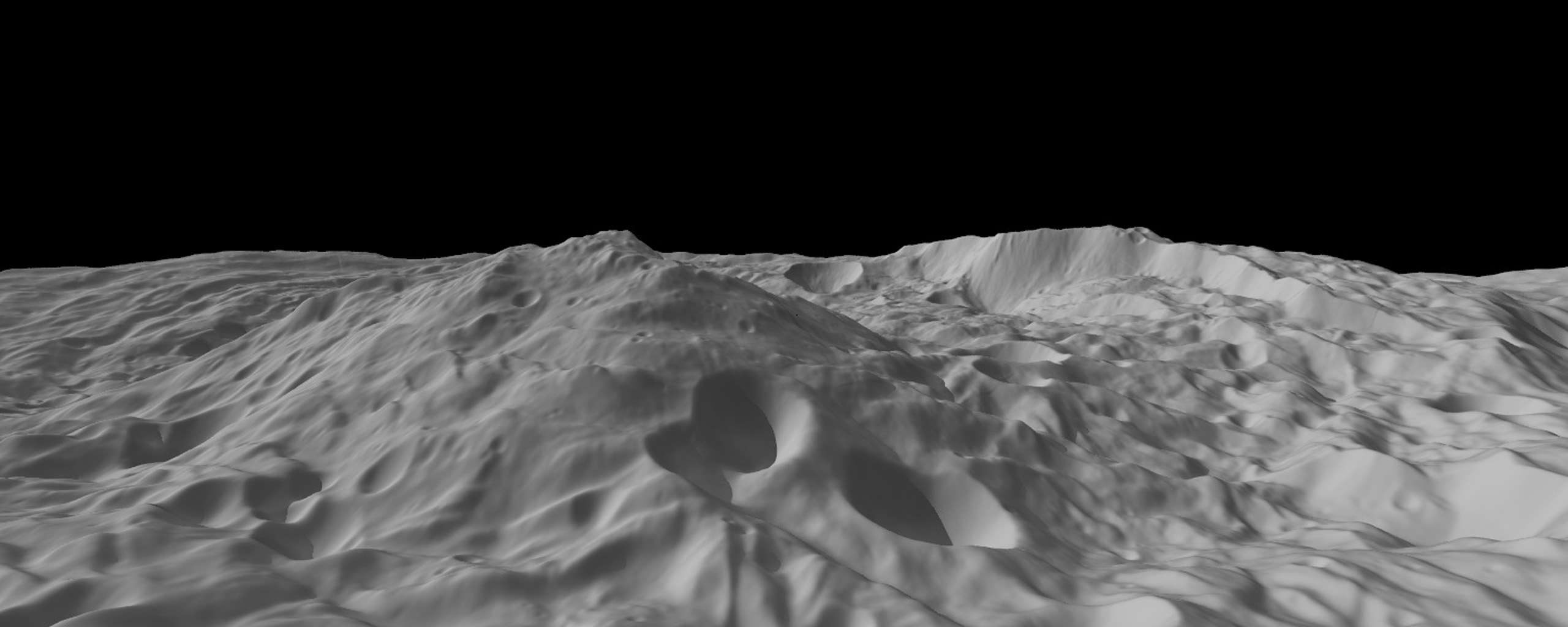 Oblique View of Vesta's South Polar Region