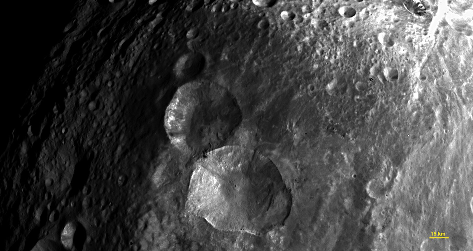 Close-up View of 'Snowman' Craters