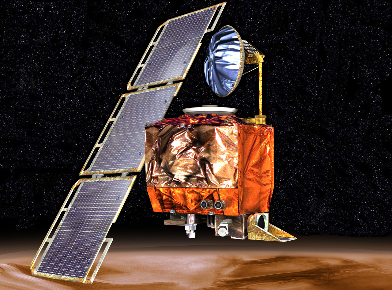 Spacecraft in orbit at Mars.
