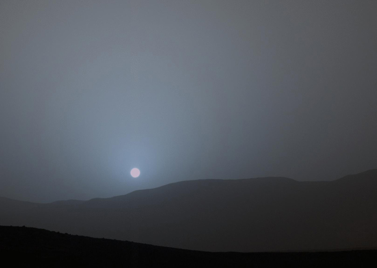 Bluish sunset as seen on Mars.