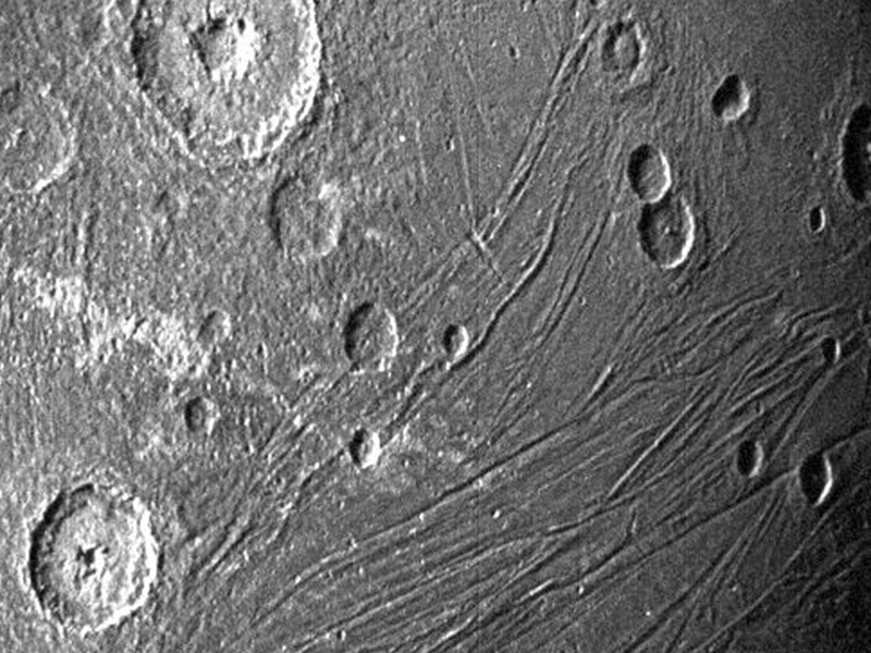 Image of the dark side of Jupiter's moon Ganymede