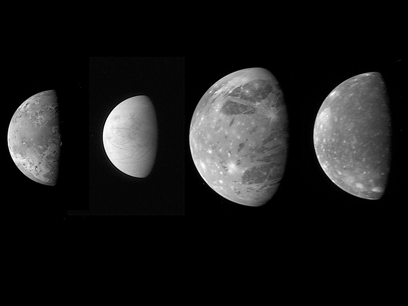 Montage image of Jupiter's four largest moons