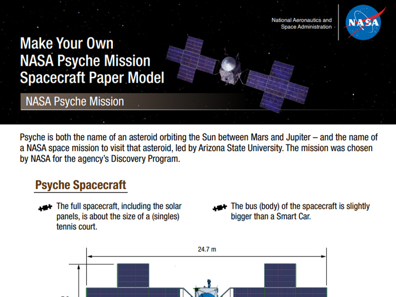 Instructions for making a paper model of the Psyche spacecraft