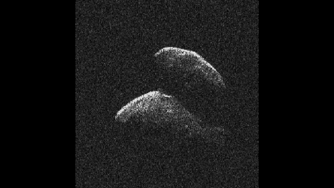 This movie of asteroid 2014 JO25 was generated using radar data collected by NASA's 230-foot-wide (70-meter) Deep Space Network antenna at Goldstone, California on April 19, 2017.