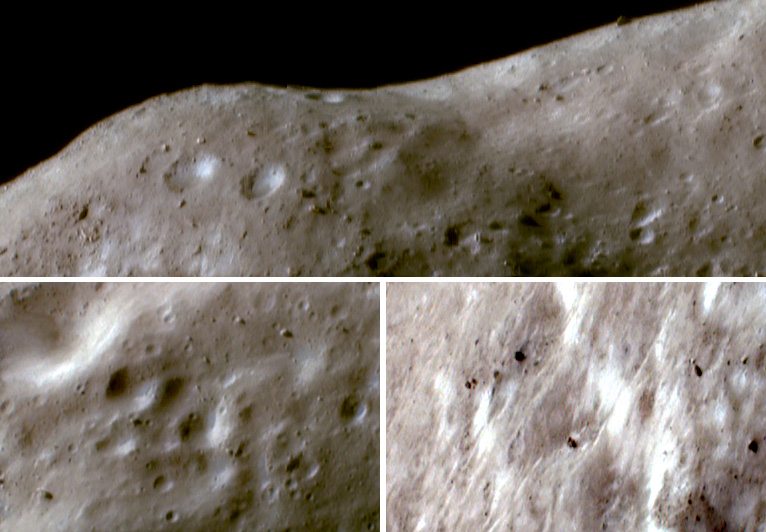 NEAR Shoemaker took these images of Eros on October 16, 2000, while orbiting 54 kilometers (34 miles) above the asteroid.