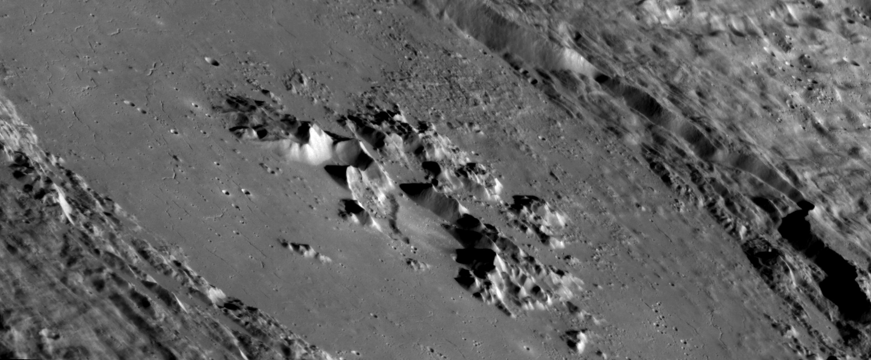 Mountains in a crater on Mercury.