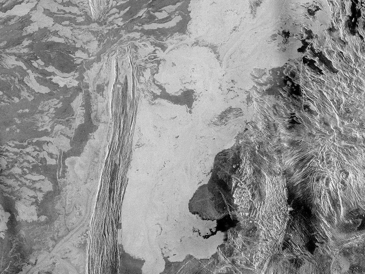This is a 225 meter per pixel Magellan radar image mosaic of Venus, centered at 47 degrees south latitude, 25 degrees east longitude in the Lada region.