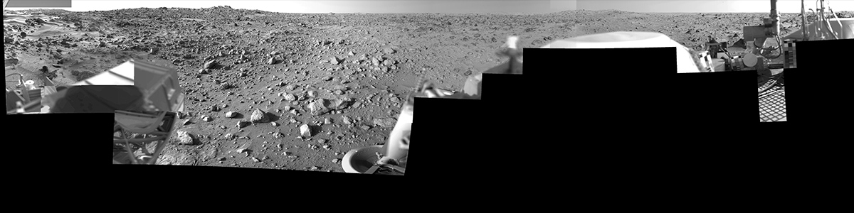 During the Viking Mission, the Viking Lander Camera System acquired many high-resolution images of the scene at Chryse Planitia.