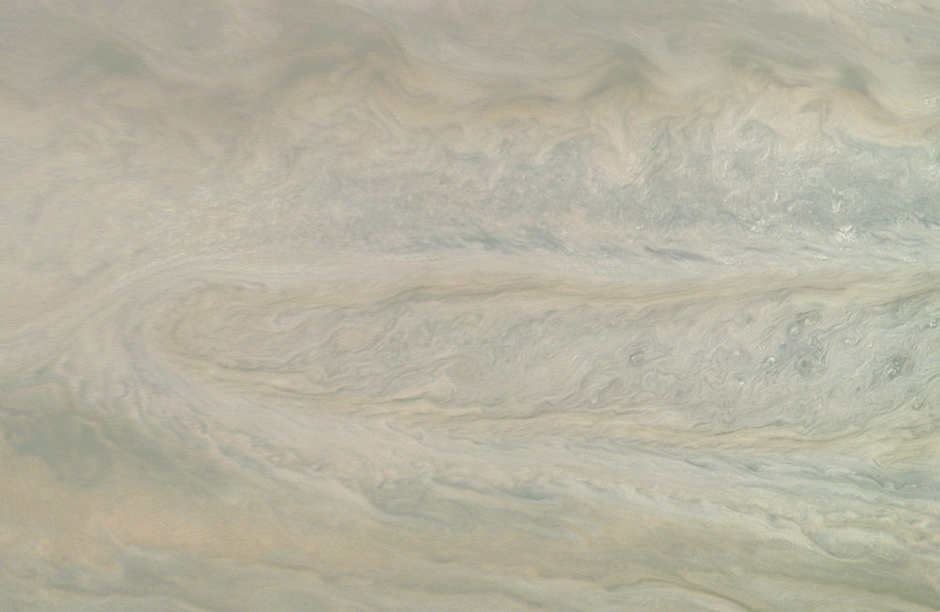 Storm movement in the southern hemisphere of Jupiter
