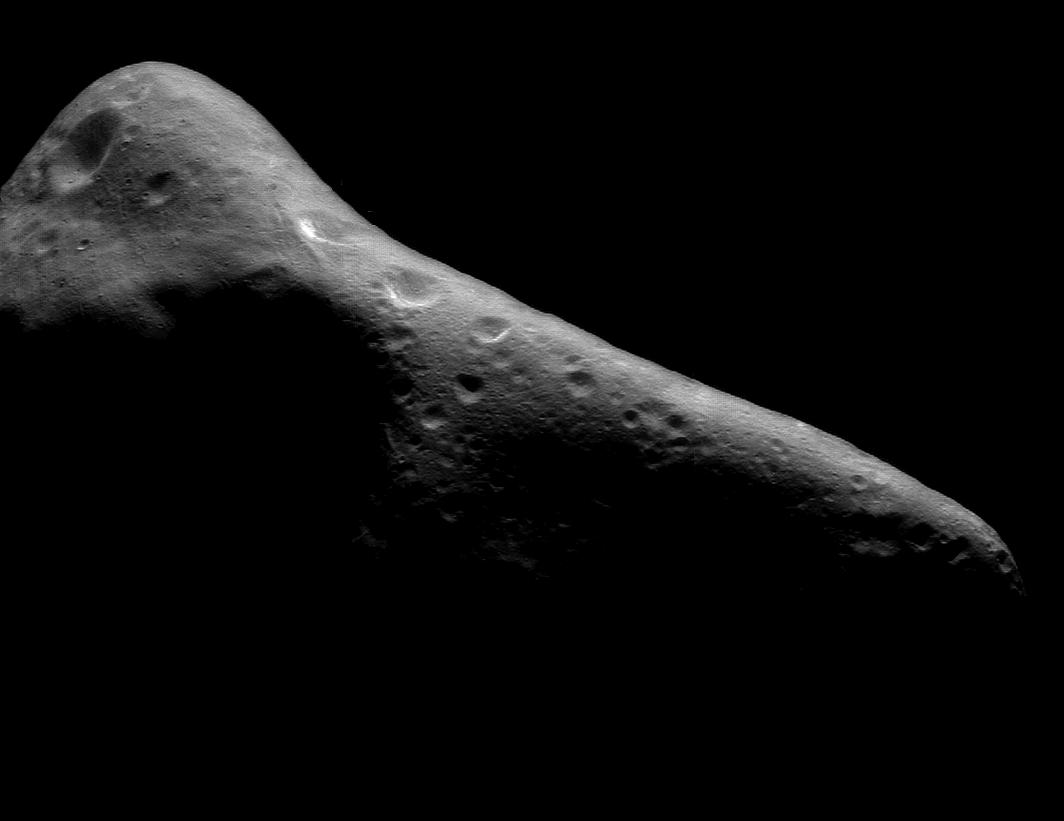 Picture showing small landforms on asteroid Eros