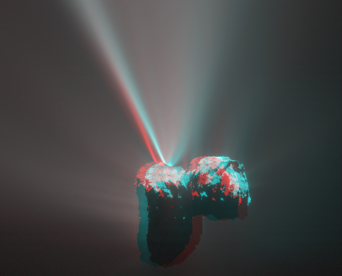 3D anaglyph view of Comet 67P/Churyumov-Gerasimenko