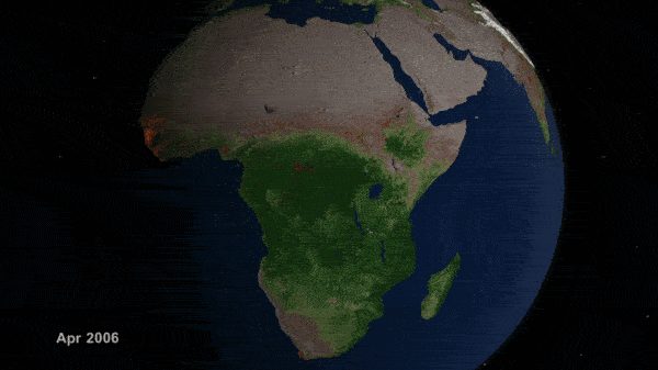 Animation showing fires in Africa during 2006