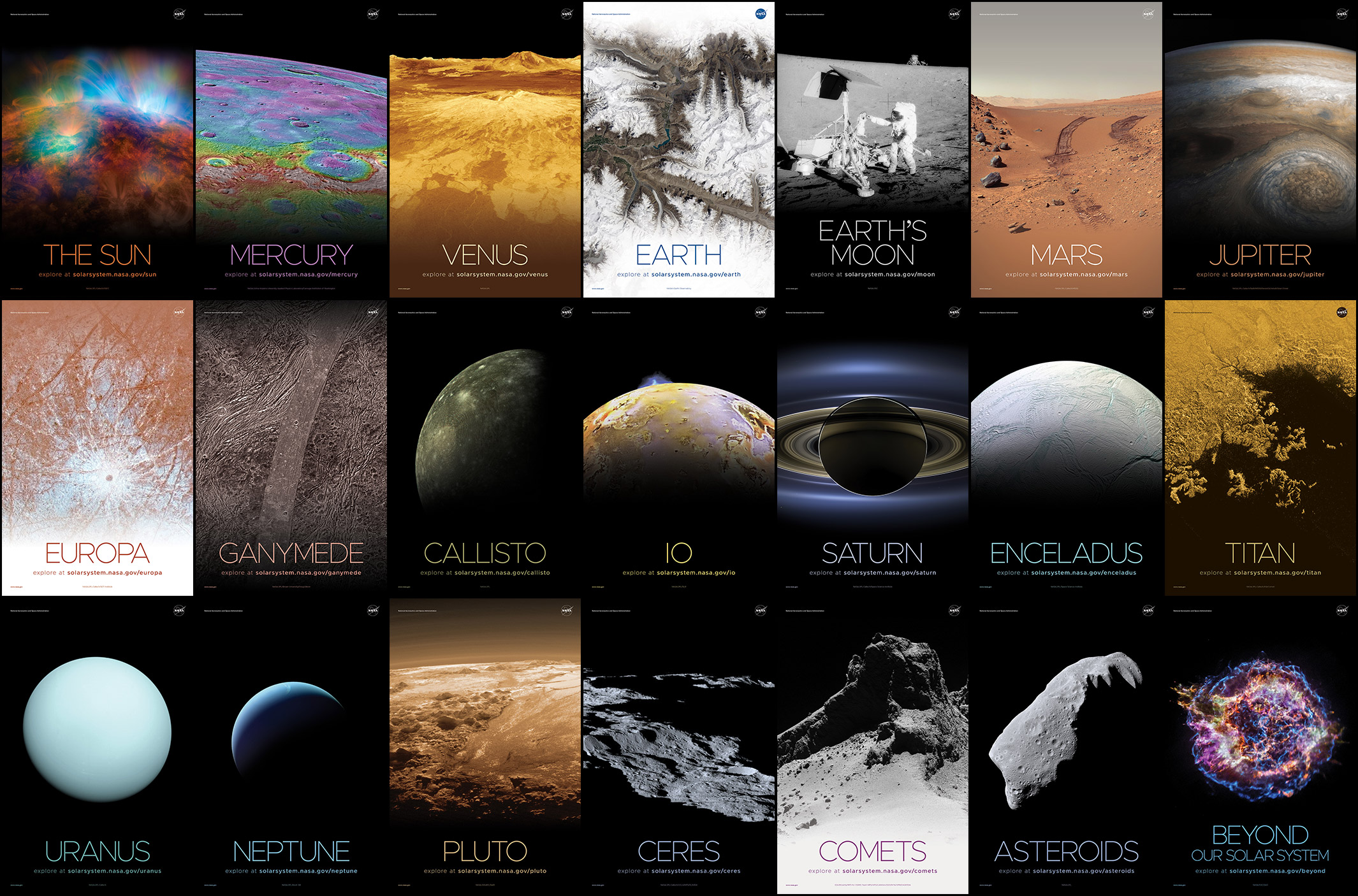 Collection of space posters.