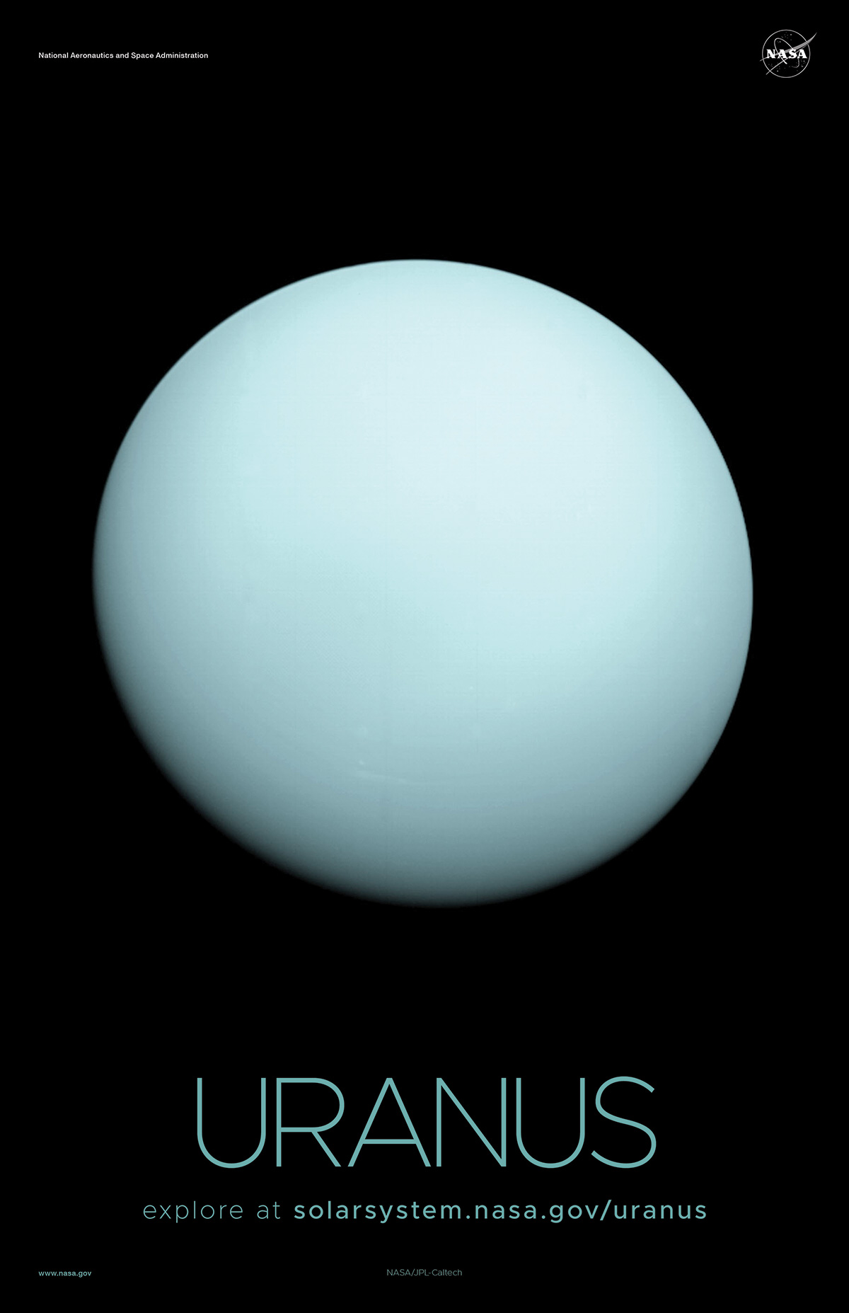 Poster with a full disk image of Uranus.